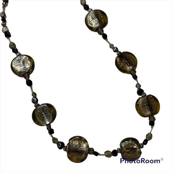 Vintage Brown/Black Stone with Multi Bead Necklace - Twisted Latch - Picture 2 of 4